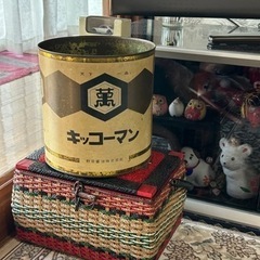 昔の薬箱　キッコーマンの空き缶　インテリア