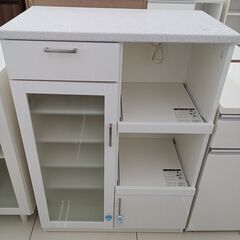 ★ジモティ割あり★  レンジ台 白 H113.5×D44.5×W80.5 クリーニング済み HJ111