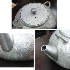 錫半 砲口 急須 本錫製 煎茶道具 約316g 茶器 刻印あり 老舗 札幌 手稲の画像