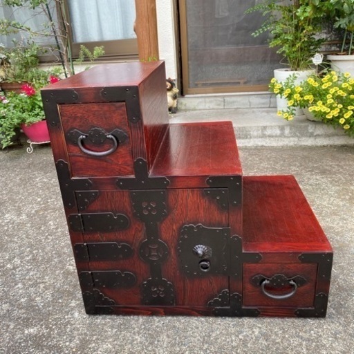 階段箪笥 アンティーク調 セール