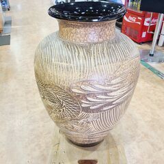 【愛品館 市原店】】✔店頭取引限定✔イラボ釉龍彫大丸花瓶