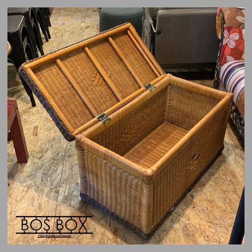 ラタン 蓋付き収納バスケット ブラウン XL 家具・インテリア ラタン 蓋付き収納バスケット ブラウン