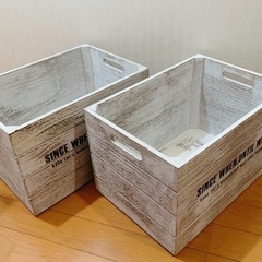 IKEA イケア  LERBERG レールベリ 2段オープンシェルフ＆木製BOX２個の画像