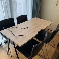 オフィス　ウッドデスク　チェア×6