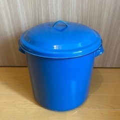 野田琺瑯　27cm15L ブルー　ホーロータンク　大鍋　ふたつき
