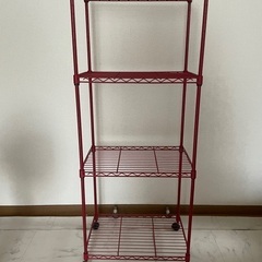 【美品】レッド キャスター付きラック 