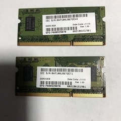  D D R3  2G B 2枚セット　メモリーカードの画像
