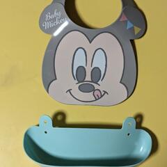 【値下げ】ベビーミッキー お食事スタイ シリコンエプロン 食べこぼしキャッチの画像