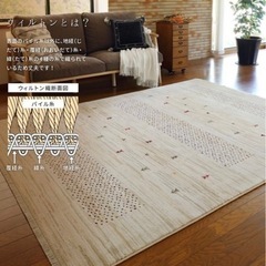  美品/手織り絨毯風のウィルトンラグ/ベージュの画像