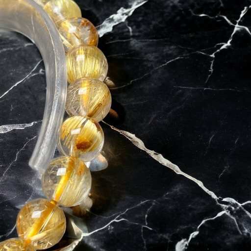 【式神封入】ゴールドタイチンルチルクォーツ［rBSmvZcv］6.5mm　高品質