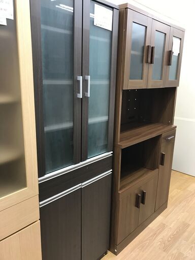 ★ジモティ割あり★  食器棚 ダークブラウン H178×W59×D40 クリーニング済み KJ2535