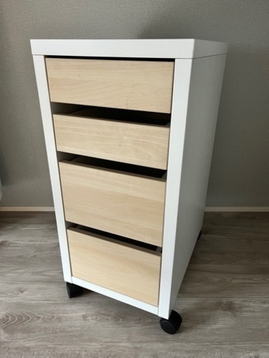 IKEA ミッケ　引出し　キャビネット　白x木柄　イケア