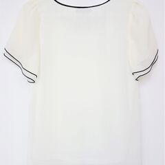 【No.1】C.D.S 半袖フリルブラウス オフホワイト Mサイズの画像