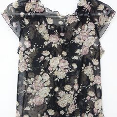 【No.1】透け感が旬！花柄ブラウス 黒 SMサイズ相当の画像