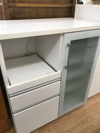 ★ジモティ割あり★ ニトリ レンジ台 白 H100×W88×D50 クリーニング済み KJ2539