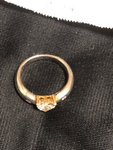 PT900 K18 8号#8ハートシェイプ　ダイヤ0.51ct 脇石0.04ct