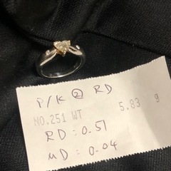 PT900 K18 8号#8ハートシェイプ　ダイヤ0.51ct ...