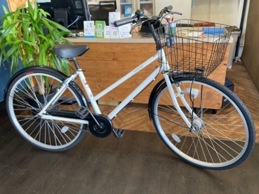 【SALE！通常価格より¥1000引き！前後タイヤ・チューブ新品！】LEDオートライト　26インチ自転車　ホワイト　名古屋プレミアム商品券×金鯱マネー参加店舗