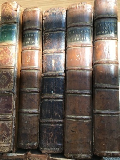 希少！アンティーク1800年代洋書5冊ディスプレイ　インテリア洋書　革装丁　古書　美術書歴史書