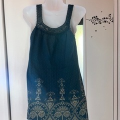 アラベスク柄ミニワンピース チュニック グリーン Mの画像