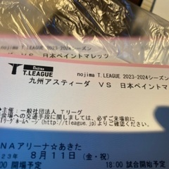 Tリーグ　琉球アスティーダ　チケット5枚