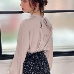 GRL バックリボンハイネックタックブラウス[k8517w]の画像