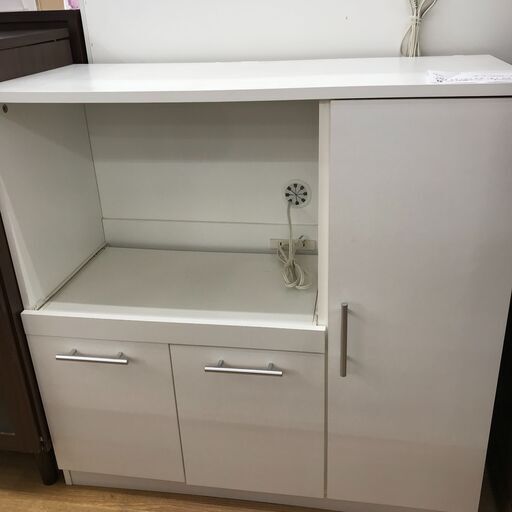 ★ジモティ割あり★ ニトリ レンジ台 白 H89×W89×D42 クリーニング済み KJ2543