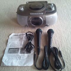 ラジカセ CDラジオ カセットテープ CD 再生 AM/FMラジオ受信機能 (ワイドFM対応) 録音可能 電池 家電 オーディオ  カラオケもできる速度調整機能付きCDラジカセ(マイク2本付き) T-CDK-705の画像