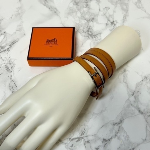 値下げしました?【極美品】HERMES エルメス 4連レザー チョーカー ブレスレット  シルバー金具
