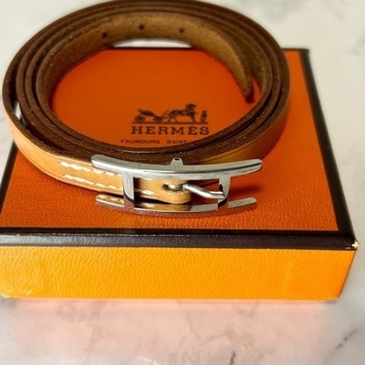 値下げしました?【極美品】HERMES エルメス 4連レザー チョーカー ブレスレット  シルバー金具