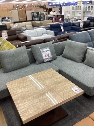 KH-38【新入荷　アウトレット】カウチソファ2点セット　グレー