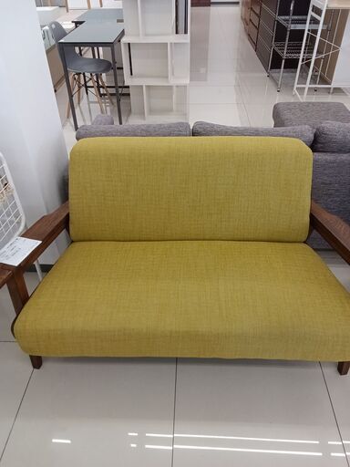 ☆ジモティ割あり☆ 吉桂 吉桂ウイスキーオークソファ 黄緑 H76×D75