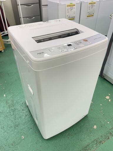 ★AQUA★ 6kg洗濯機 高年式 2021年 AQW-S60J 新生活 一人暮らし 50/60Hz共用 上開き コンパクト 生活家電 福島 郡山市 a