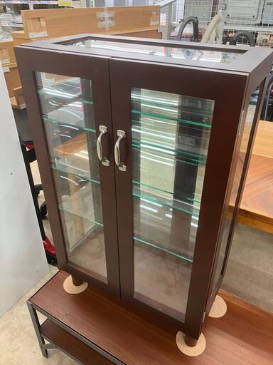 【値下げしました!!】コレクションケース ガラスケース 棚 背面ミラー No.3555● ※現金、クレジット、ぺイペイ、スマホ決済対応※