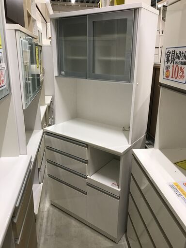 ニトリ　キッチンボード ホワイト 幅90×奥行51×高さ201cm ※中古Bランク