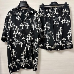 【CHROME HEARTS】クロスパッチ シルク セットアップ シャツ パンツ