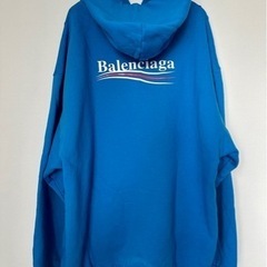 【BALENCIAGA】キャンペーン ロゴ オーバーサイズ パーカー ブルー M