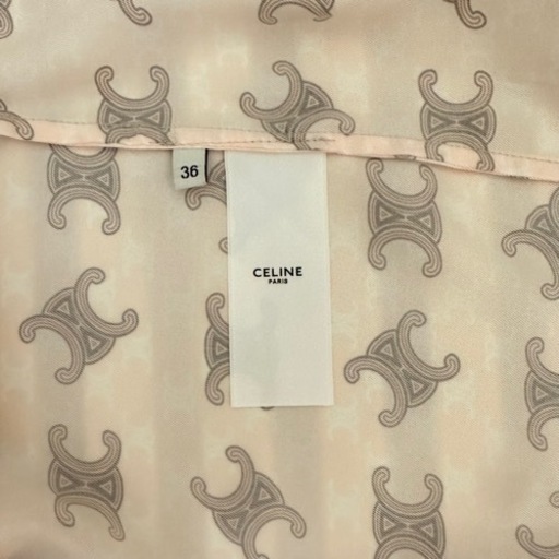 【CELINE】トリオンフ ラヴァリエール ブラウス シャツ ベージュ シルク