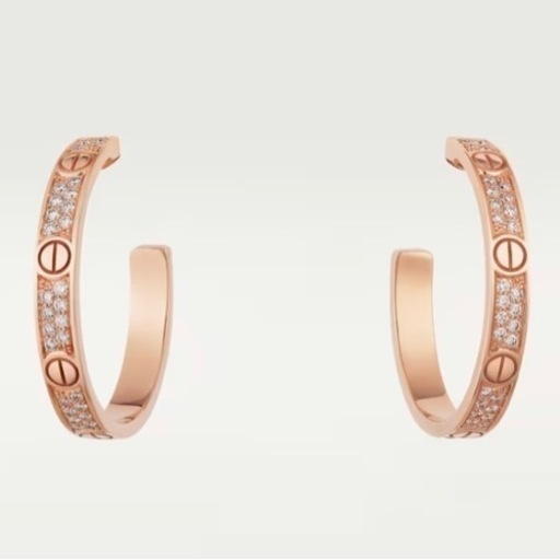 【CARTIER】ラブ イヤリング ピアス ピンクゴールド フルパヴェ ダイヤ