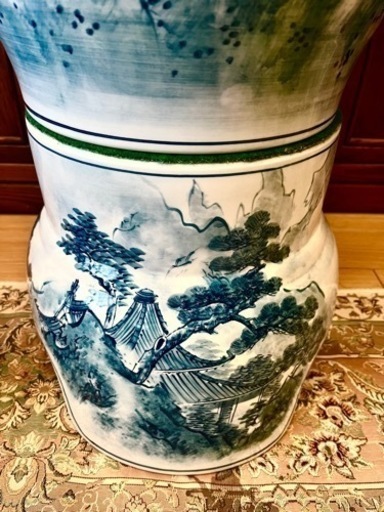 決まりました  破格値 最終お値下げ　定価約50万円　☆金龍窯　博山作　山水飾壺/伝統工芸品/高さ約101cm
