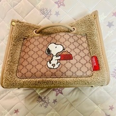美品　SNOOPY 2way ボアバッグ　中薄橙　ショルダー　ハンドの画像