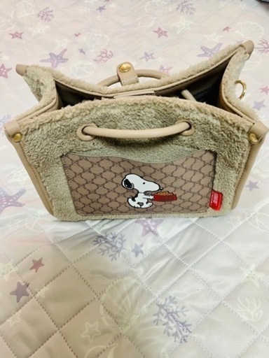 美品　SNOOPY 2way ボアバッグ　中薄橙　ショルダー　ハンド
