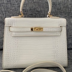 美品牛革2wayハンドバッグショルダーバッグホワイトの画像