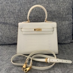 美品牛革2wayハンドバッグショルダーバッグホワイトの画像