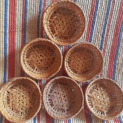🍵茶托 6枚セット 竹細工 昭和レトロ 工芸品 貴重の画像