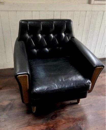 vintage sofas ★ ヴィンテージ ソファ 黒 アームチェアー 一人掛け用 メーカー不明 カリモク風【8/19まで】