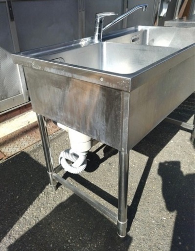 業務用 2槽シンク 蛇口付き 幅1060×奥600×高さ800(mm) 流し台 二層 ニ槽 厨房機材 キッチン 手洗い場 店舗用品 2