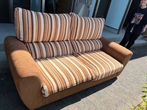 ソファ　三人掛け　ローラKD　スペイン製　オレンジ　布製