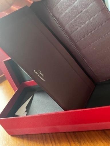 カルティエ 長財布 ブラック×シルバー×ボルドー Cartier 長サイフ サイフ 収納 財布 ユニセックス 小物 【カルティエ】 