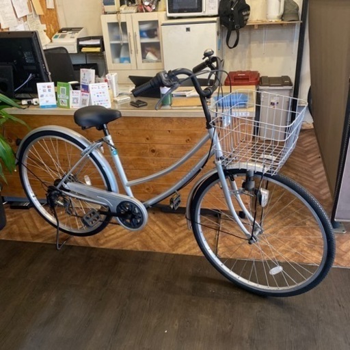 【SALE！通常価格より¥1000引き！】LEDダイナモ　6段変速　26インチ自転車　シルバー